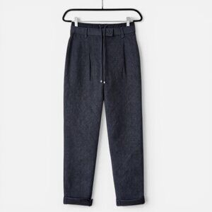 Sacai Charcoal Graphite Perforated Tweed Drawstring Pants Size 1 / Small